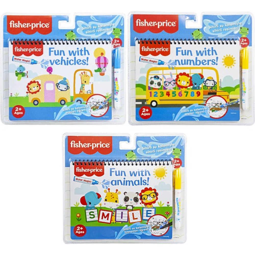 Fisher Price 3' Lü Set Araçlar Hayvanlar Sayılar Sihirli Boyama Kitabı Water Painting Aktivite & Eğitici Kitaplar Fiyatı