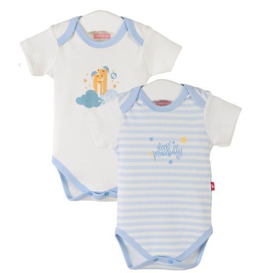 Fisher Price Zürafa 2'li Kısa Kollu Çıtçıtlı Mavi Body