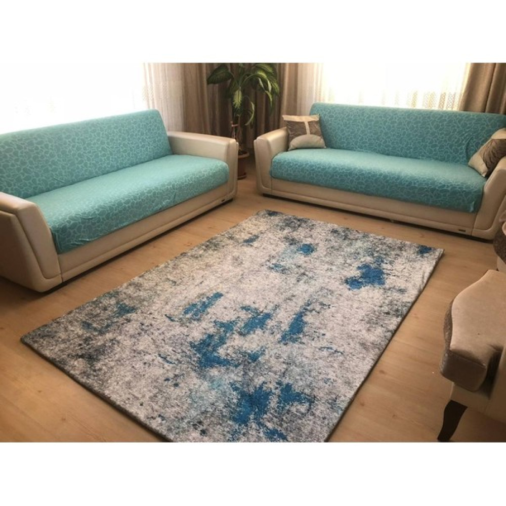 Fistanbul Halı Fistanbul Lastikli Dekoratif Halı Örtüsü - 150 x 235 cm - Mavi Salon & Oturma Odası Tekstili Fiyatı
