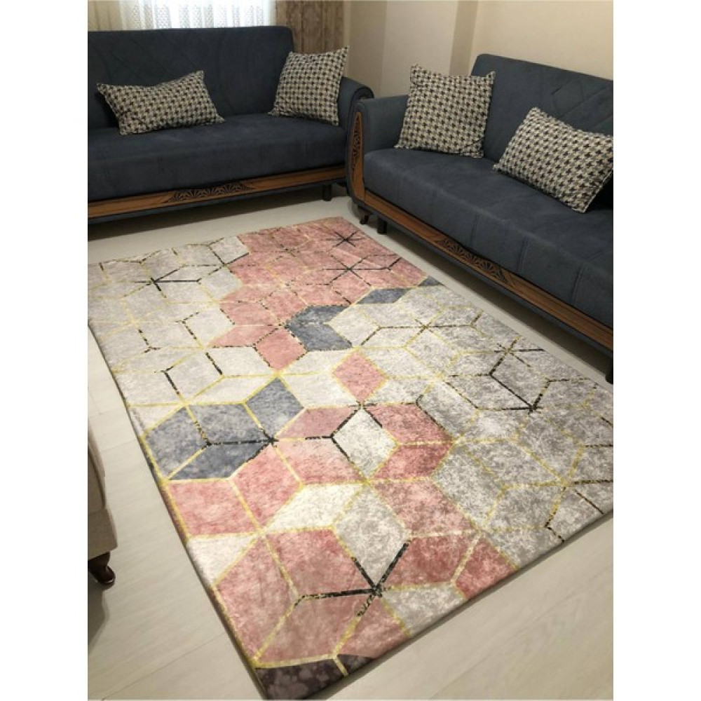 Fistanbul Halı Fistanbul Lastikli Halı Örtüsü - 160 x 235 cm - Pembe Salon & Oturma Odası Tekstili Fiyatı