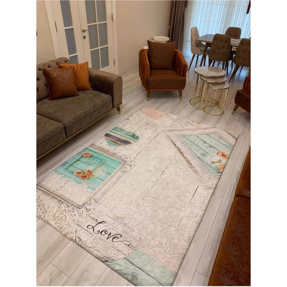 Fistanbul Halı Fistanbul Modern Desen Lastikli Halı Örtüsü - 150 x 230 cm - Bej Salon & Oturma Odası Tekstili Fiyatı