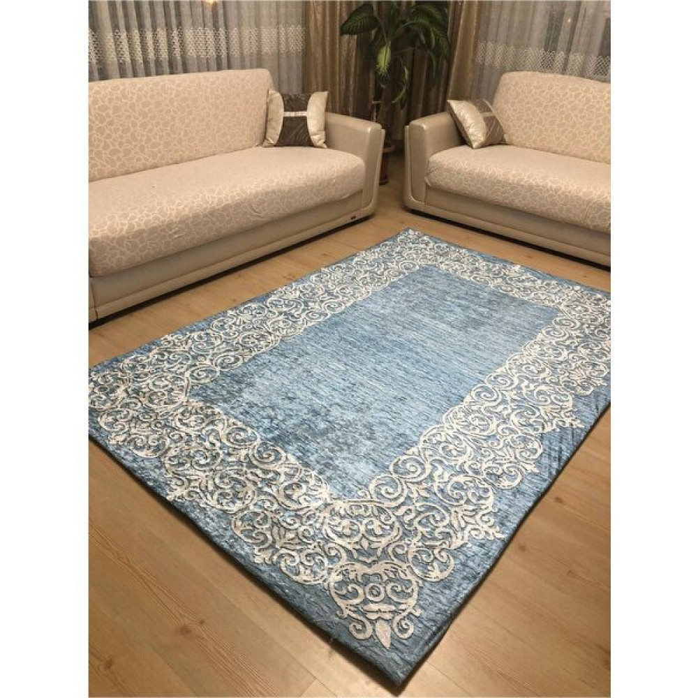 Fistanbul Halı Fistanbul Modern Desen Lastikli Halı Örtüsü - 160 x 235 cm - Mavi Salon & Oturma Odası Tekstili Fiyatı