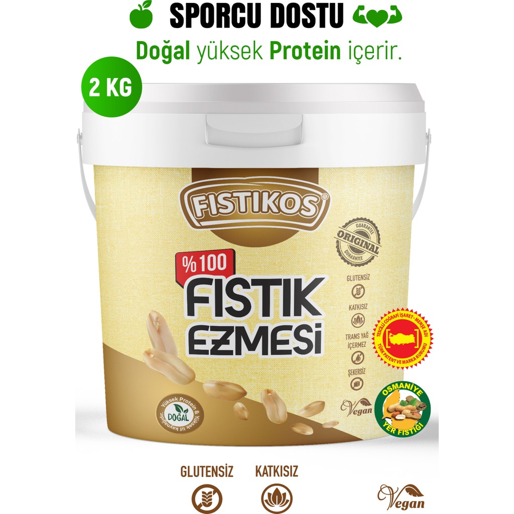 Fıstıkos %100 Şekersiz Yer Fıstığı Ezmesi 2000 G - 2 kg Diğer Fiyatı
