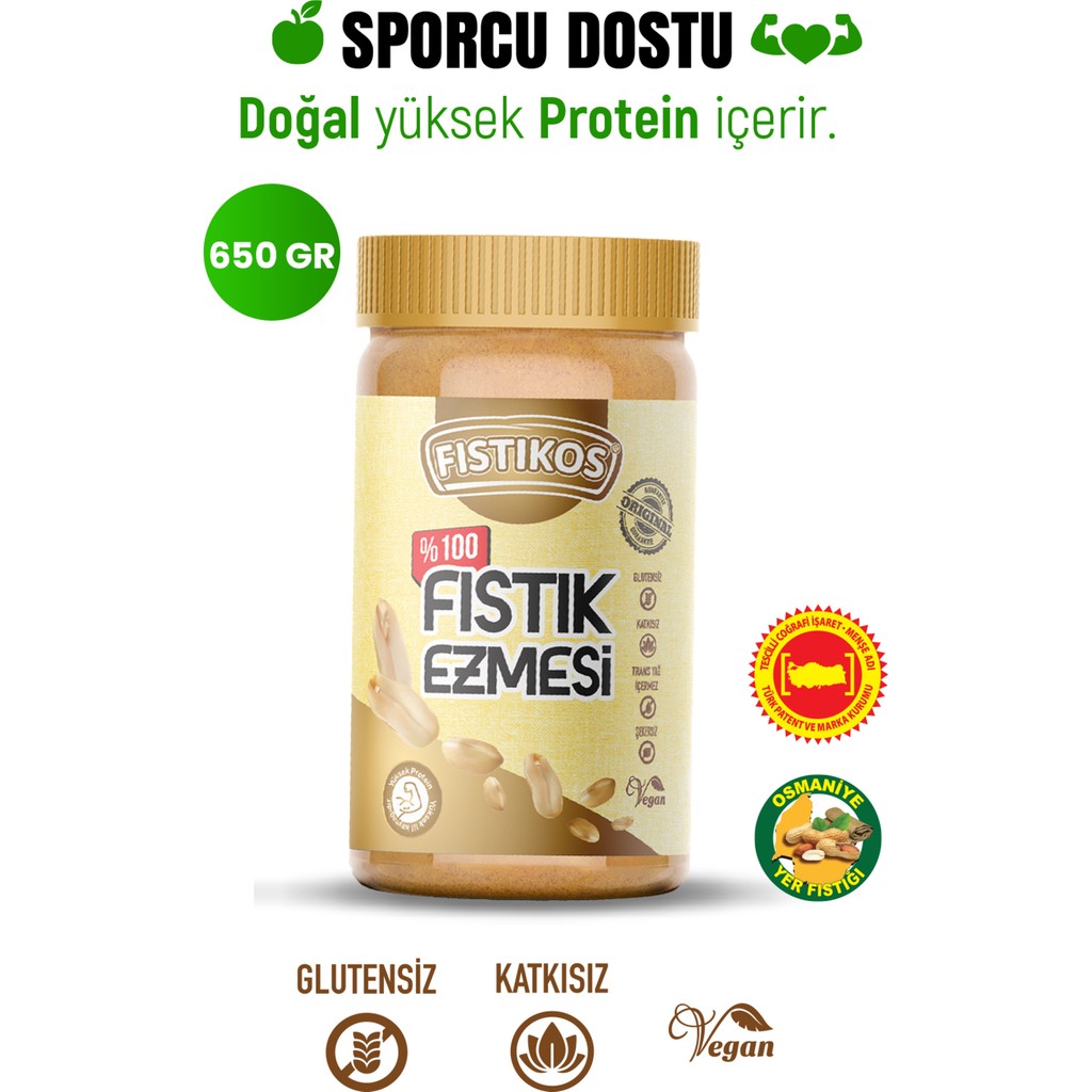 Fıstıkos %100 Şekersiz Yer Fıstığı Ezmesi 650 G - 650 gr Diğer Fiyatı