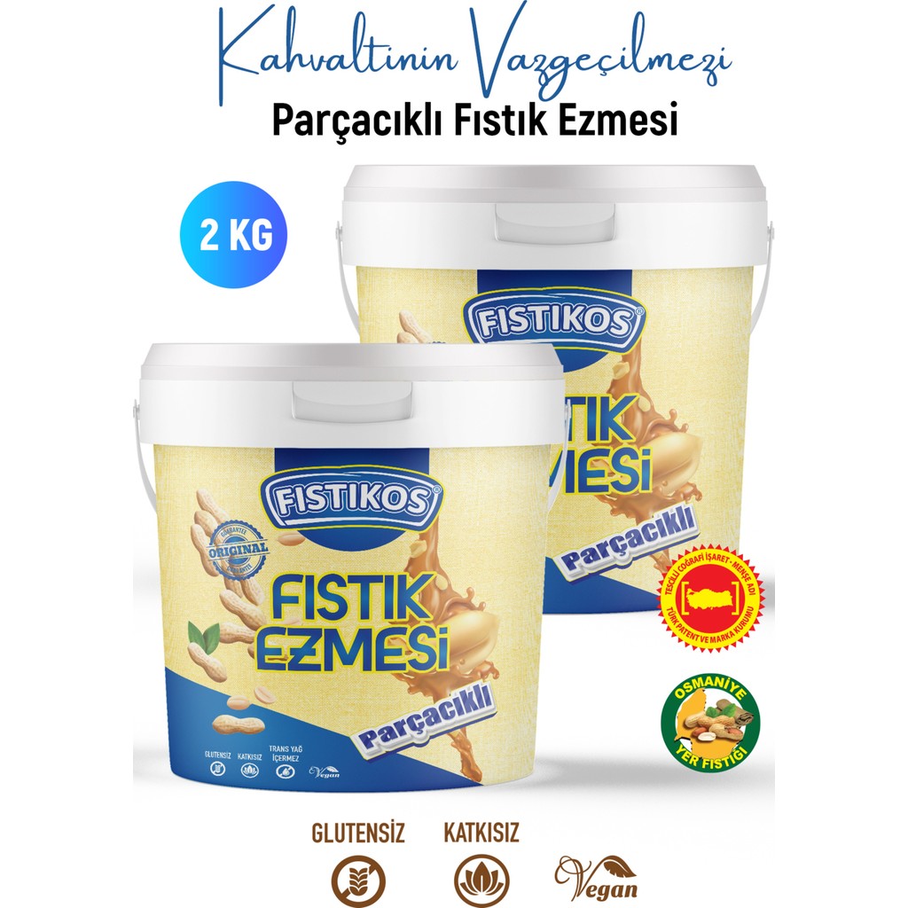 Fıstıkos 2 Li Tatlı & Parçacıklı Yer Fıstığı Ezmesi 2000 G - 2 kg Diğer Fiyatı