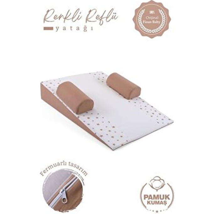 Fisun Baby Bebek Reflü Yatağı (Kahverengi-Yıldız) Yıkanabilir Kılıflı, Ortopedik, Ana Kucağı - Büyük Boy - Kahverengi Diğer Fiyatı