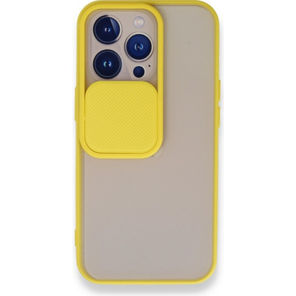 FitCase iPhone 13 Pro Kılıf Palm Kamera Koruma Kapaklı Silikon - Sarı Cep Telefonu Kılıfı Fiyatı