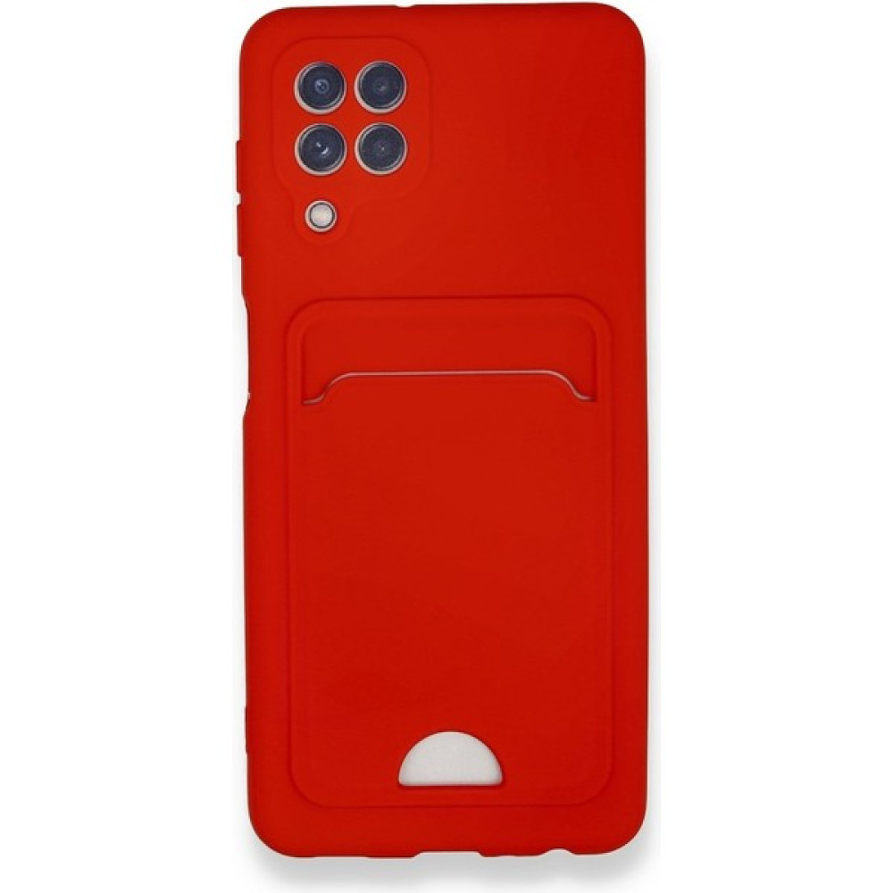 Fitcase Samsung Galaxy A22 Cardy Soft Delikli Kartlık Cepli Silikon Kapak - Kırmızı Cep Telefonu Kılıfı Fiyatı