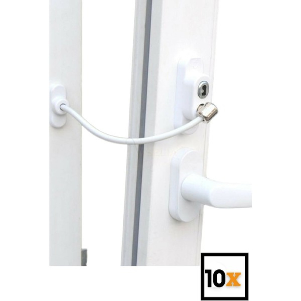 Fitfiyat 10 Adet ! Halatlı Anahtarlı Cam Pencere Kilidi Pimapen Pvc Kilidi Hırsızlık Çocuk Güvenlik Kilidi - Beyaz Bebek Güvenlik Fiyatı