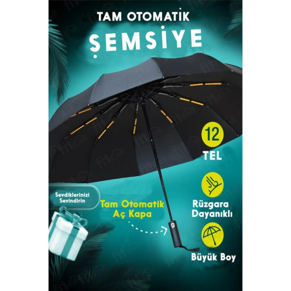 Fitfiyat 12 Tel Tam Otomatik Aç Kapa Unisex Rüzgara Dayanıklı Şemsiye Şemsiyeler Fiyatı
