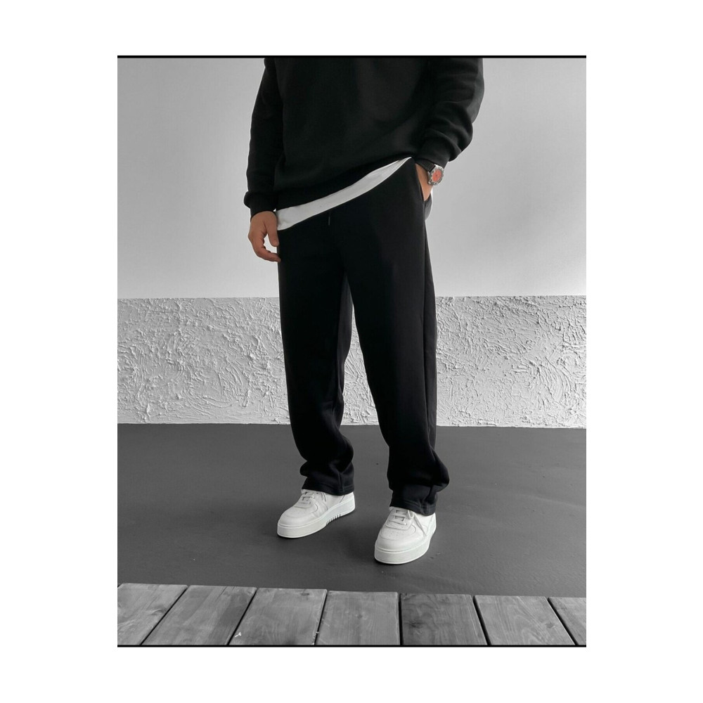 FİTGO Siyah Baggy Kesim Geniş Paça 3 İplik Pamuklu Eşofman Alt XL Beden Kadın Eşofman Fiyatı