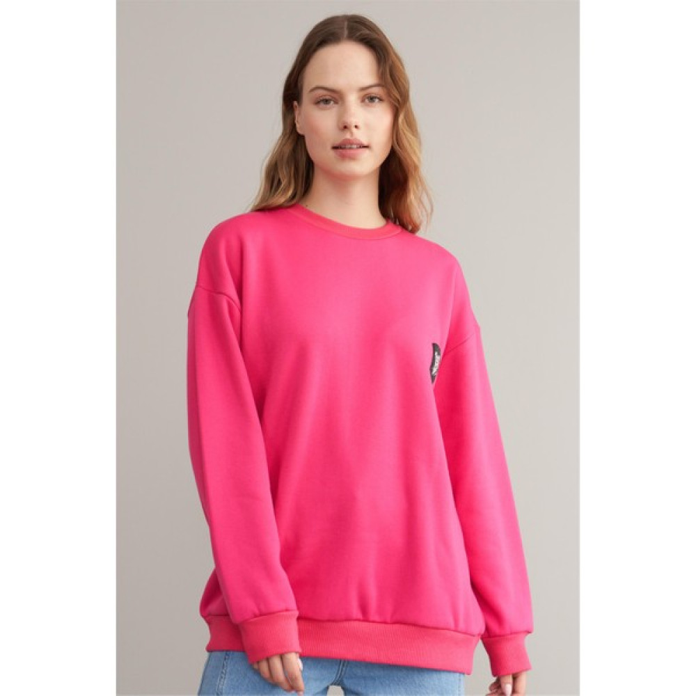 Fithit Çetinkaya Fithit 3881 Kadın Bisiklet Yaka Üç Iplik Şardonlu Sweatshirt Fuşya Bayan Sweatshirt Fiyatı