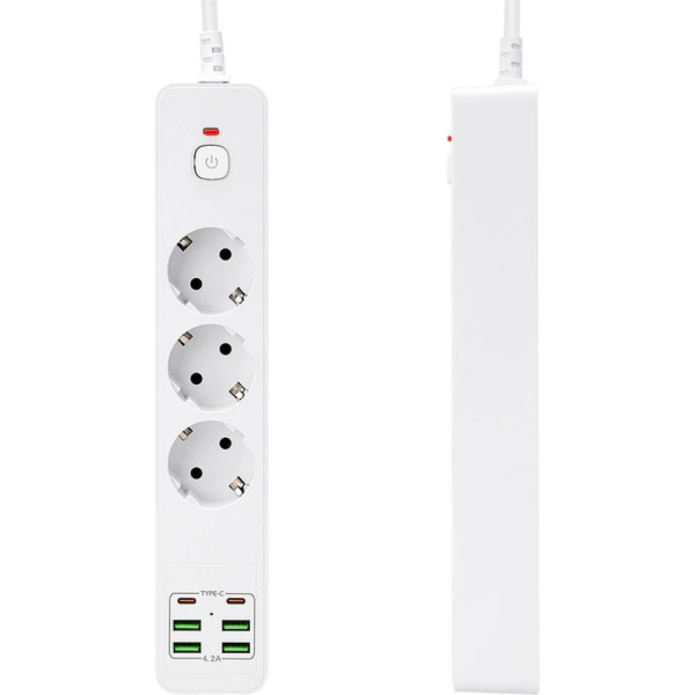 Fithome HP-H01 3000W 4 Usd 2 Type-C Girişli 2 Metre Uzatma Kablolu Çoklu Termal Akım Korumalı Priz Prizler Fiyatı