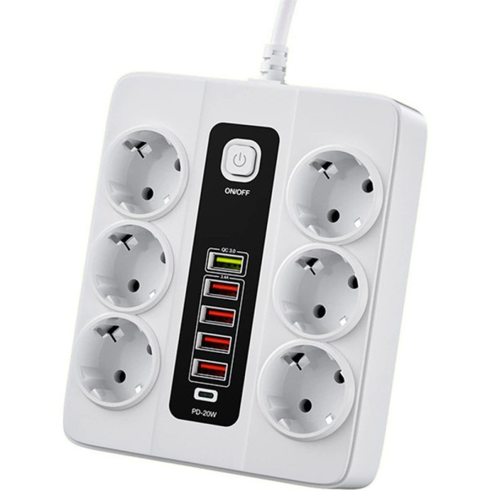 Fithome HP-H04 3000W 10 Amper 6'lı 2 Metre Uzatma Kablolu Çoklu Termal Akım Korumalı Priz Prizler Fiyatı