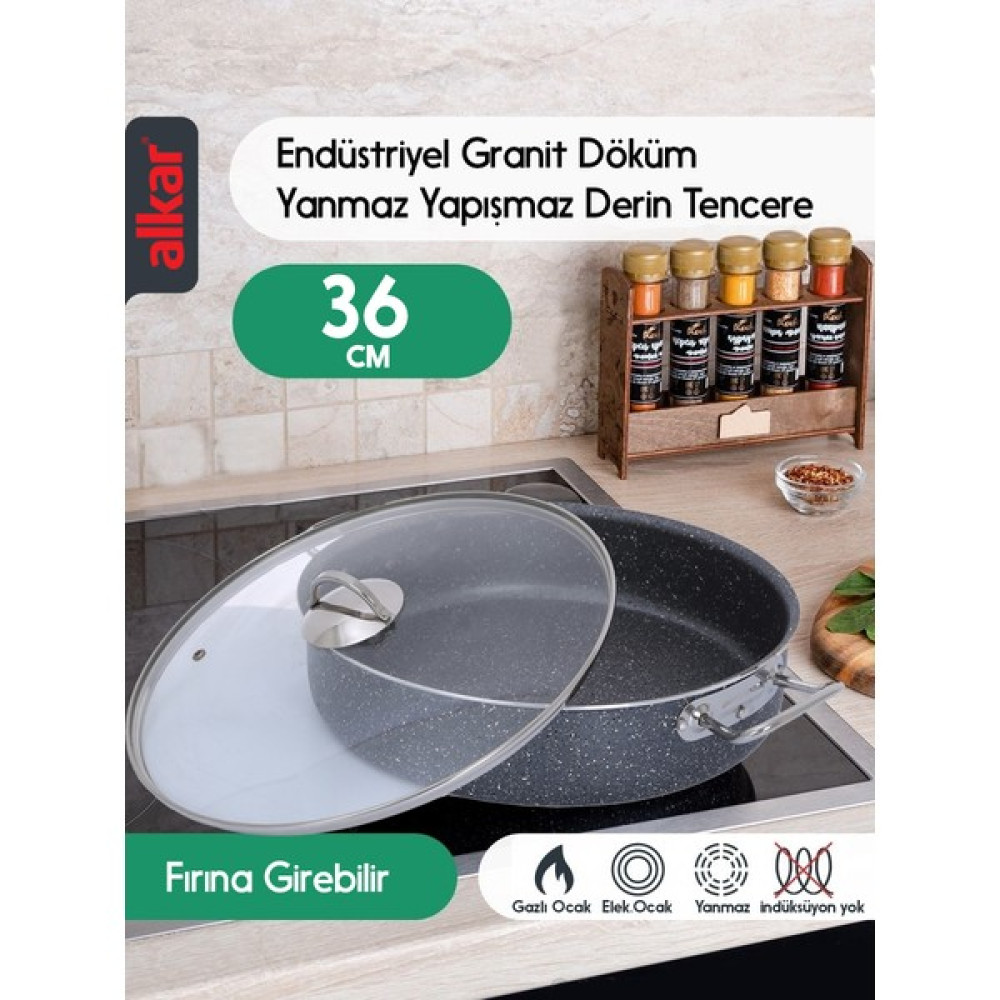 Fithome Sanayi Tipi Büyük Boy Basık Pilav Tenceresi 36 cm - Açık Gri Tencereler Fiyatı