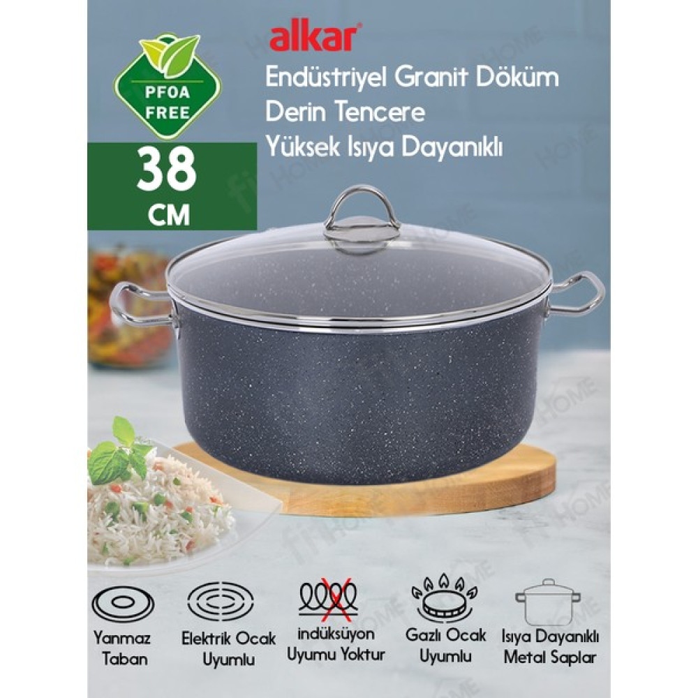 Fithome Sanayi Tipi Granit Döküm Büyük Boy Derin Tencere Işyeri Lokanta Boy 34-36-38-40 cm Tencere / Tava Setleri Fiyatı