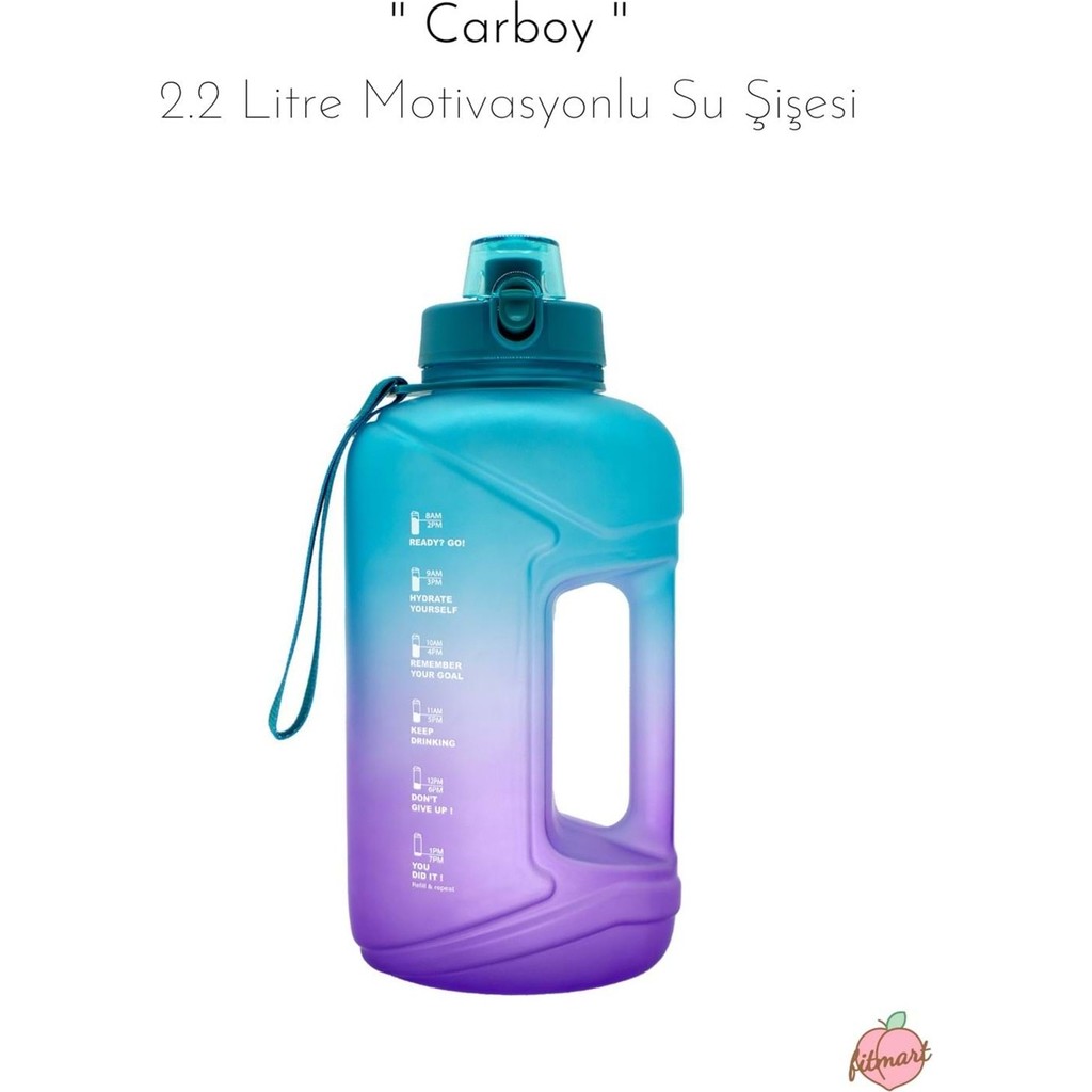 Fitmart Carboy 2.2 Litre Motivasyonlu Su Şişesi - Mavi - Mor Diğer Fiyatı