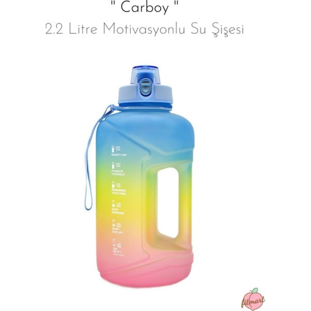Fitmart Carboy 2.2 Litre Motivasyonlu Su Şişesi - Mavi - Pembe Matara Fiyatı