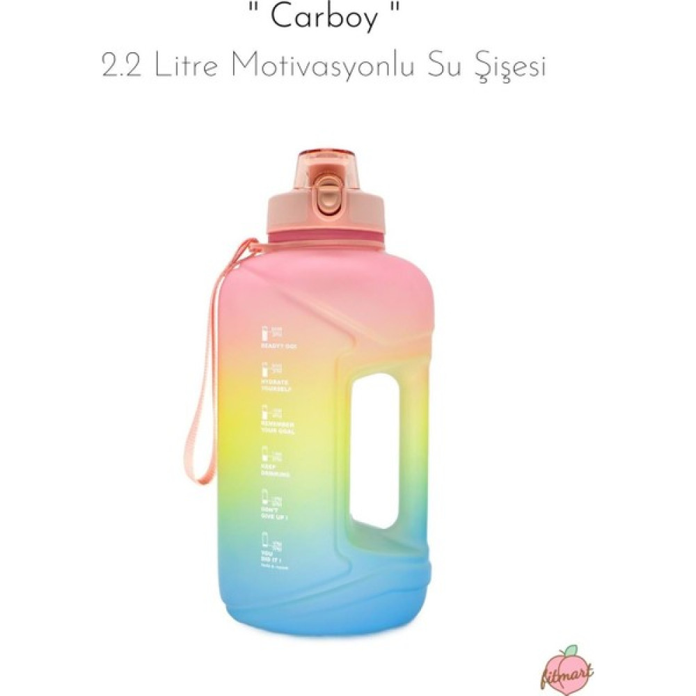 Fitmart Carboy 2.2 Litre Motivasyonlu Su Şişesi - Pembe - Mavi Matara Fiyatı