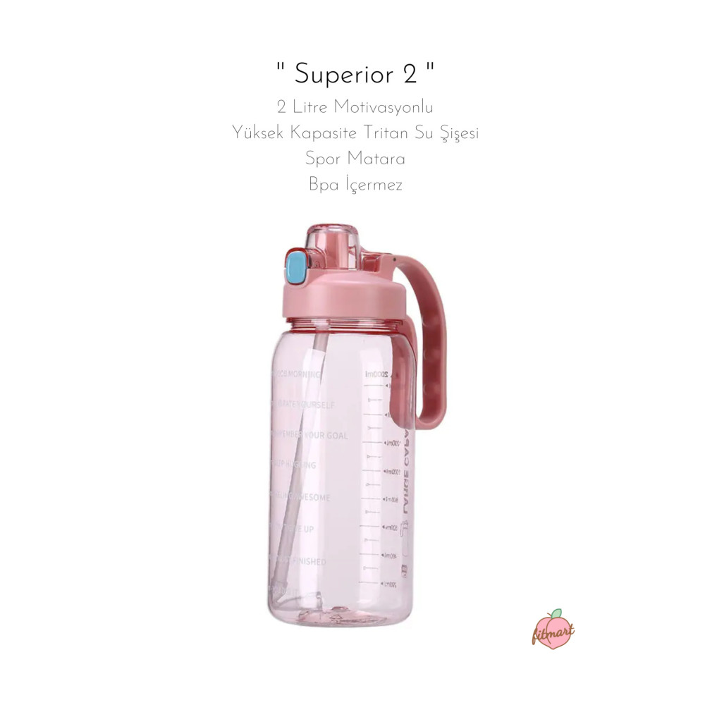 fitmart Superior 2 2 Litre Motivasyonlu Yüksek Kapasite Tritan Su Şişesi Spor Matara - Bpa Içermez Matara Fiyatı