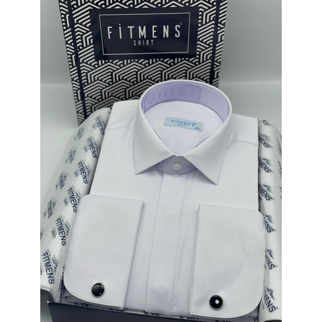 Fitmens Slim Fit Uzun Kol Gizli Düğmeli Likralı Smokin Damatlık Erkek Gömlek FS-004296 - Beyaz Erkek Gömlek Fiyatı