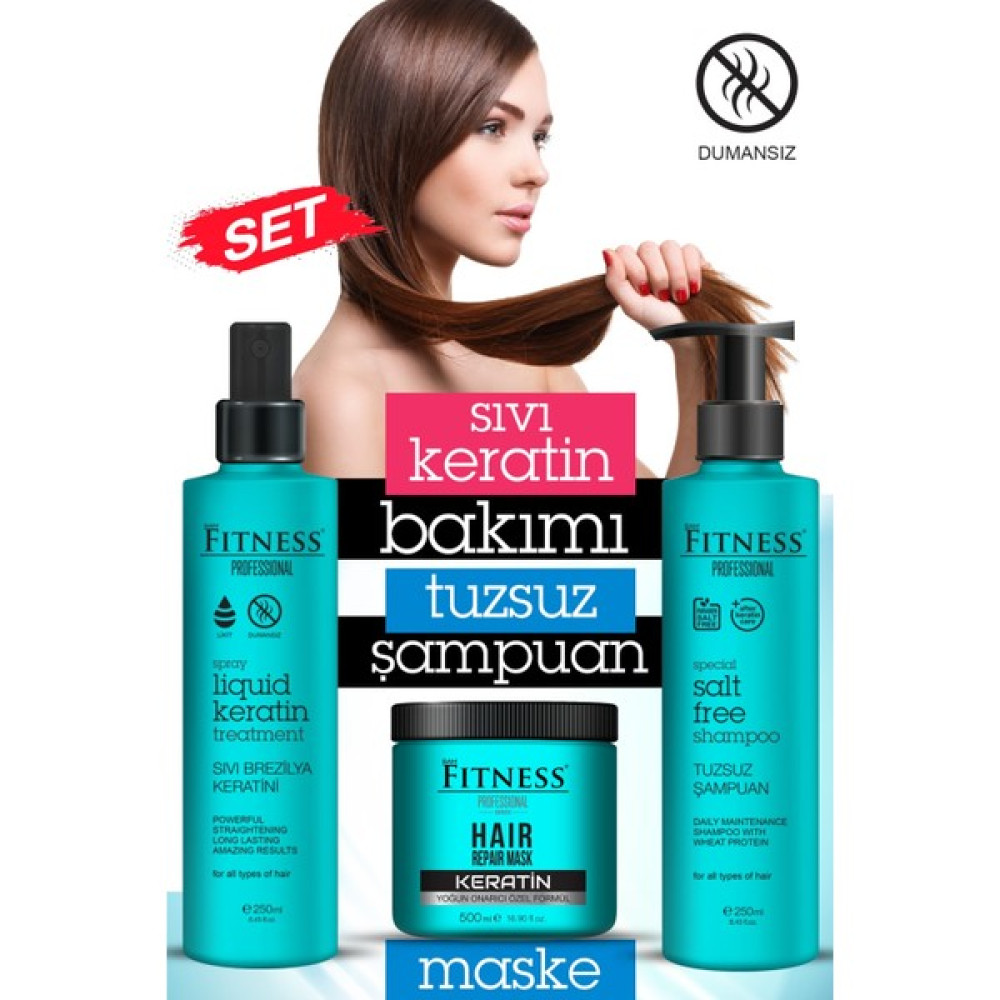 Fitness Professional Brezilya Fönü Sıvı Keratin Bakımı Dumansız & Parabensiz Buğday Proteinli Tuzsu - 1 Saç Bakım Maskeleri & Serumlar & Spreyler Fiyatı