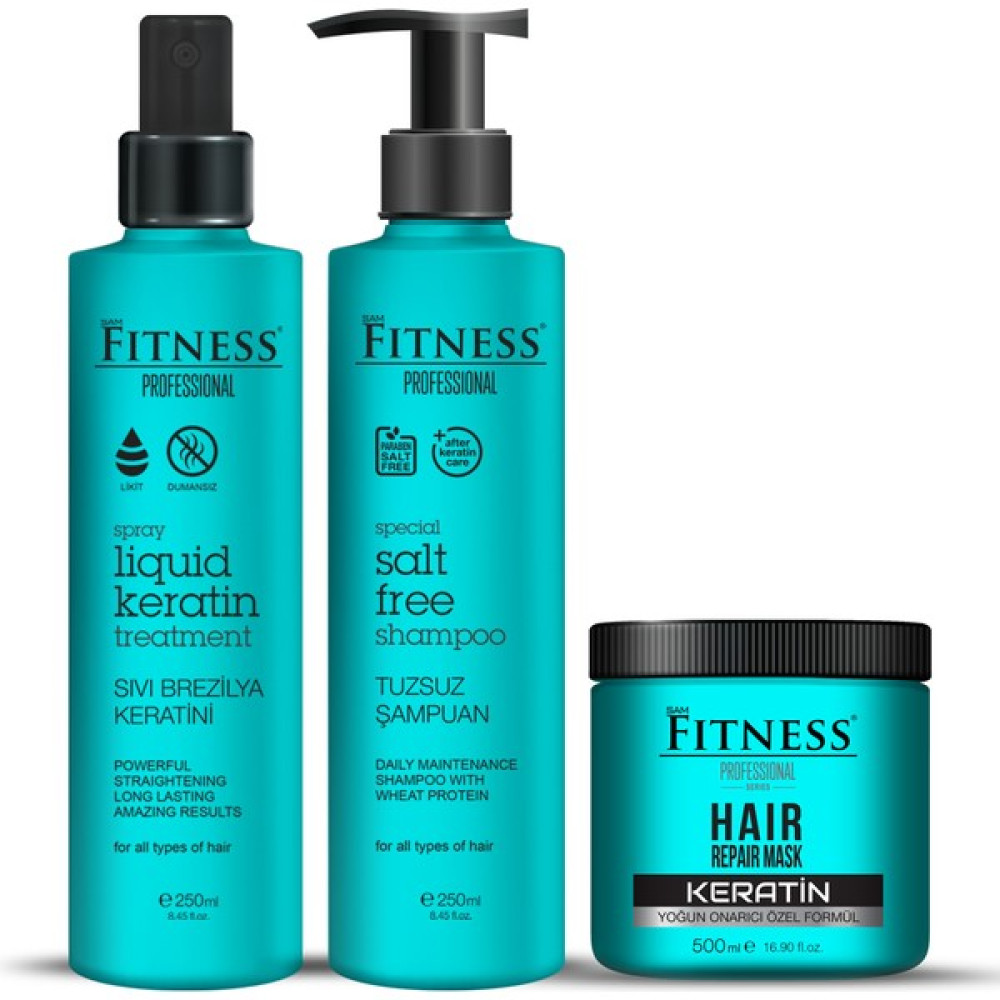 Fitness Professional Brezilya Fönü Sıvı Keratin Bakımı Dumansız - Parabensiz Buğday Proteinli Tuzsuz Şampuan - Maske Seti Saç Bakım Maskeleri & Serumlar & Spreyler Fiyatı