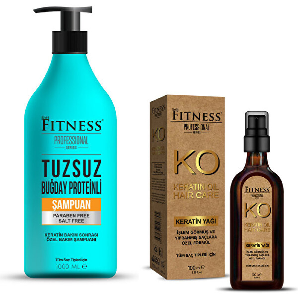 Fitness Professional Keratin Bakım Sonrası Tuzsuz Bakım Şampuanı 1000 ml + Keratin Bakım Yağı 100 ml Saç Bakım Maskeleri & Serumlar & Spreyler Fiyatı
