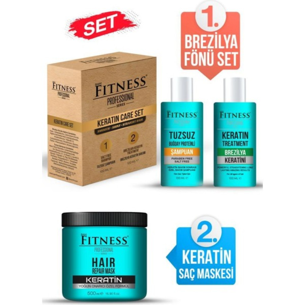 Fitness Professional Saç Düzleştirici Kalıcı Brezilya Fönü Keratin Bakımı Parabensiz Tuzsuz Şampuan Saç Bakım Maskeleri & Serumlar & Spreyler Fiyatı