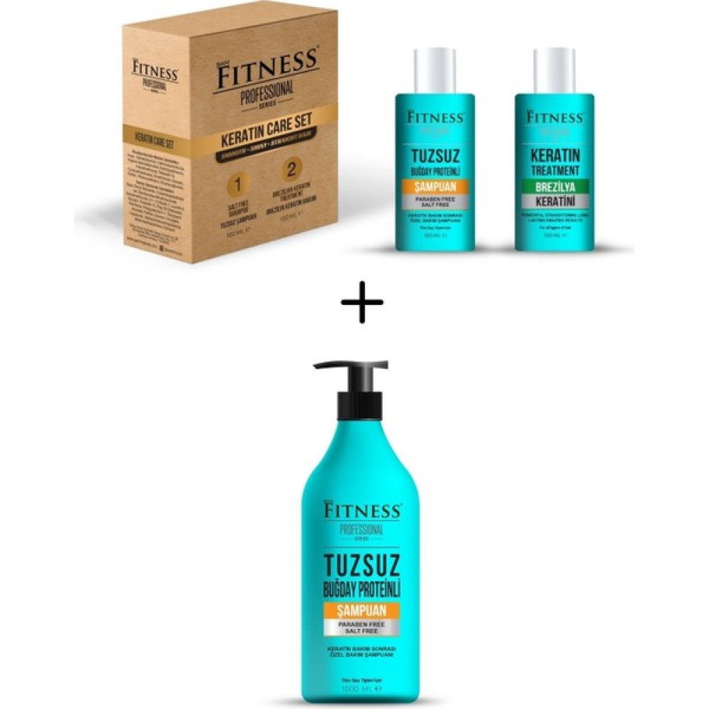 Fitness Professional Saç Düzleştirici Kalıcı Brezilya Fönü Keratin Bakımı Seti + Parabensiz Tuzsuz Şampuan ve Saç Kremi Fiyatı