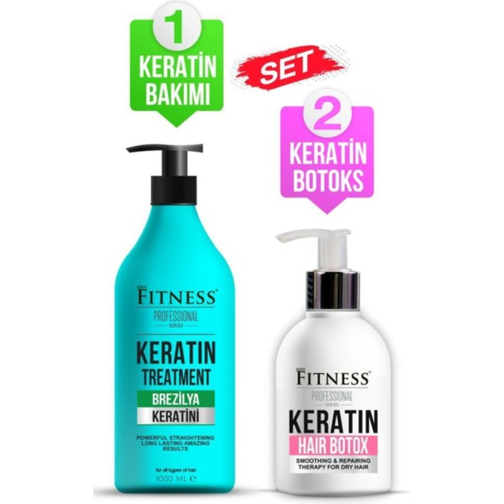 Fitness Professional Saç Düzleştirici Keratin Bakımı Brezilya Fönü 1000ML + Hair Botox 250ML - 1 Saç Bakım Maskeleri & Serumlar & Spreyler Fiyatı