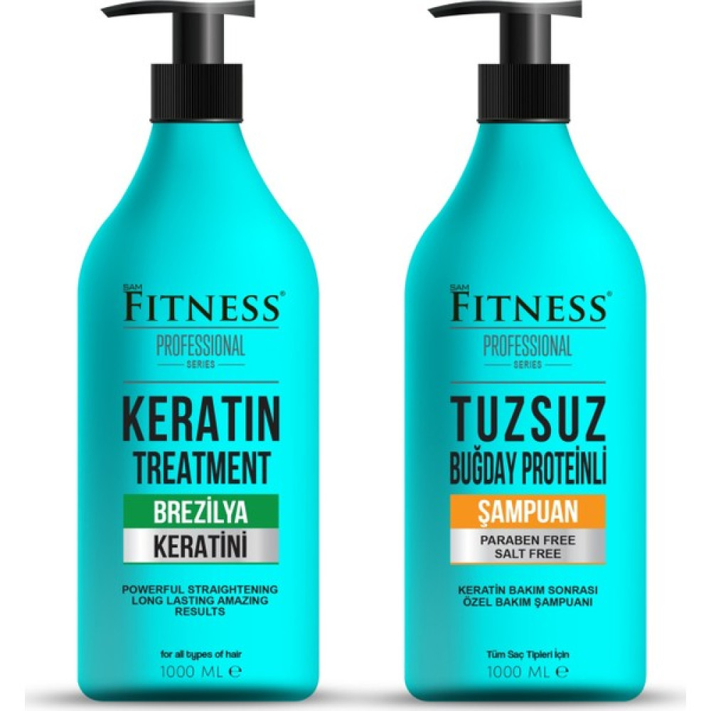 Fitness Professional Saç Düzleştirici Keratin Bakımı ve Tuzsuz Şampuan Seti 1000 ml Saç Bakım Maskeleri & Serumlar & Spreyler Fiyatı