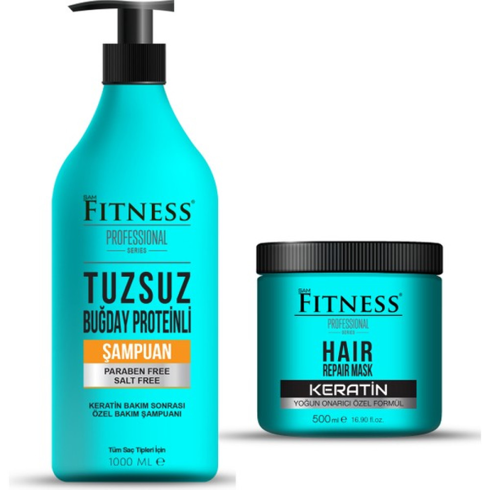 Fitness Professional Tuzsuz Şampuan ve Yoğun Onarıcı Keratin Saç Maskesi Seti Saç Bakım Maskeleri & Serumlar & Spreyler Fiyatı