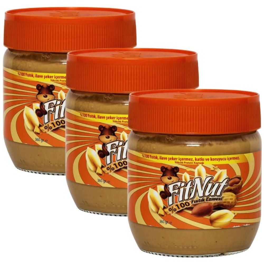 FitNut Şekersiz Fıstık Ezmesi 3 x 360 gr - 1,08 kg Diğer Fiyatı