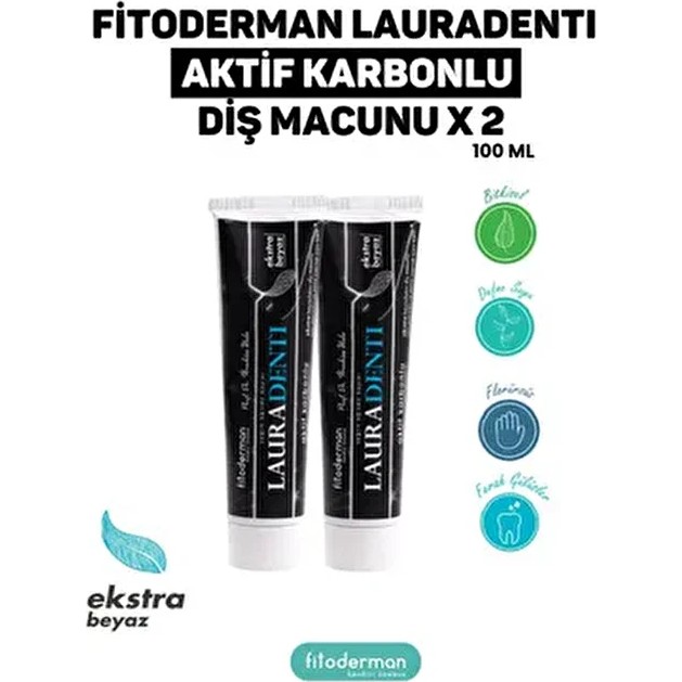 fitoderman Lauradenti Ekstra Beyazlatıcı Aktif Karbonlu Diş Macunu 100 ml x 2 Adet Türkiye Menşeli Diğer Fiyatı
