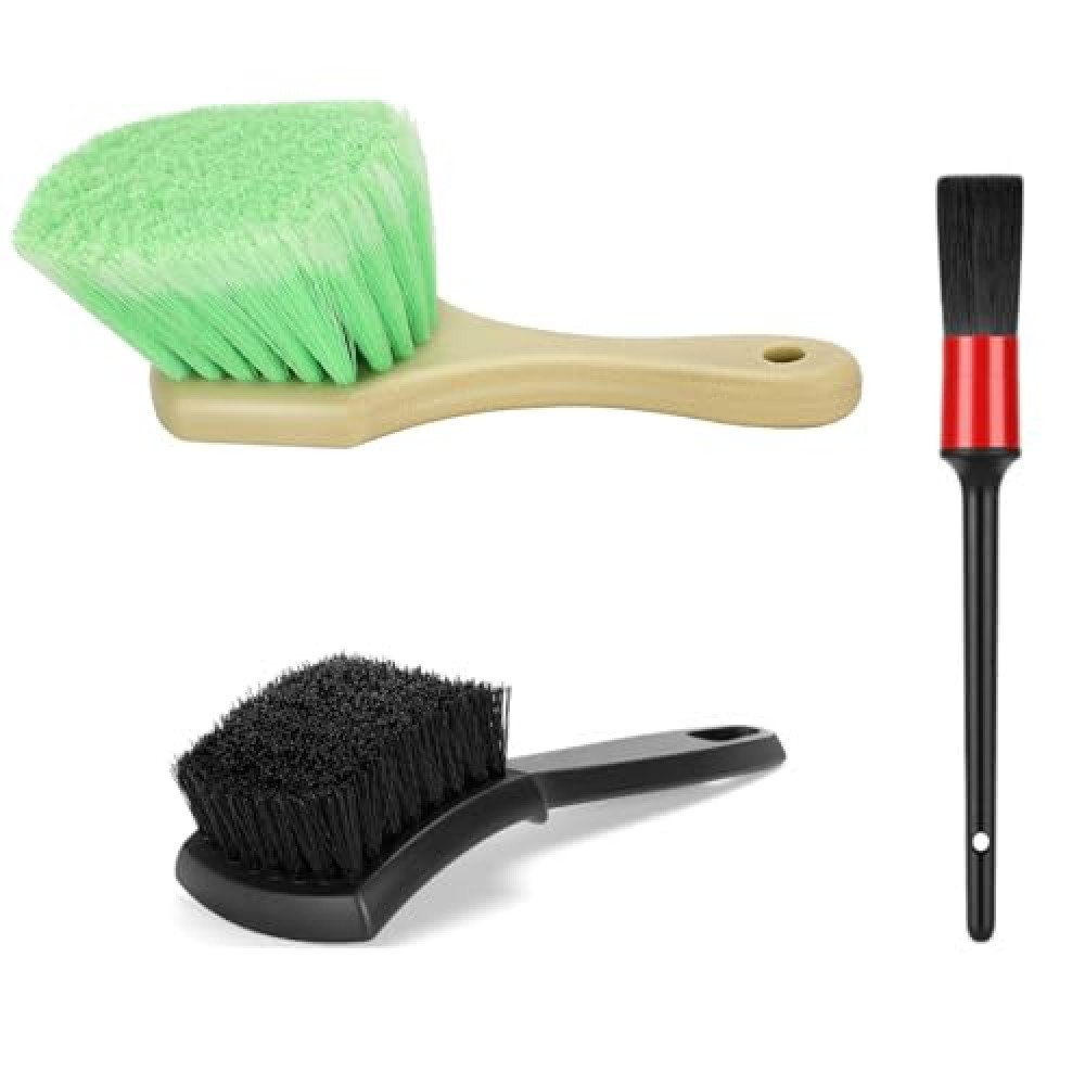 Fitosy Wheel Rim & Tire Brush Set, Soft & Stiff Bristle Wash Cleaning Supplies Kit for Car Body Exterior Surface, Carpet, Truck,SUV,RV,Motorcycle