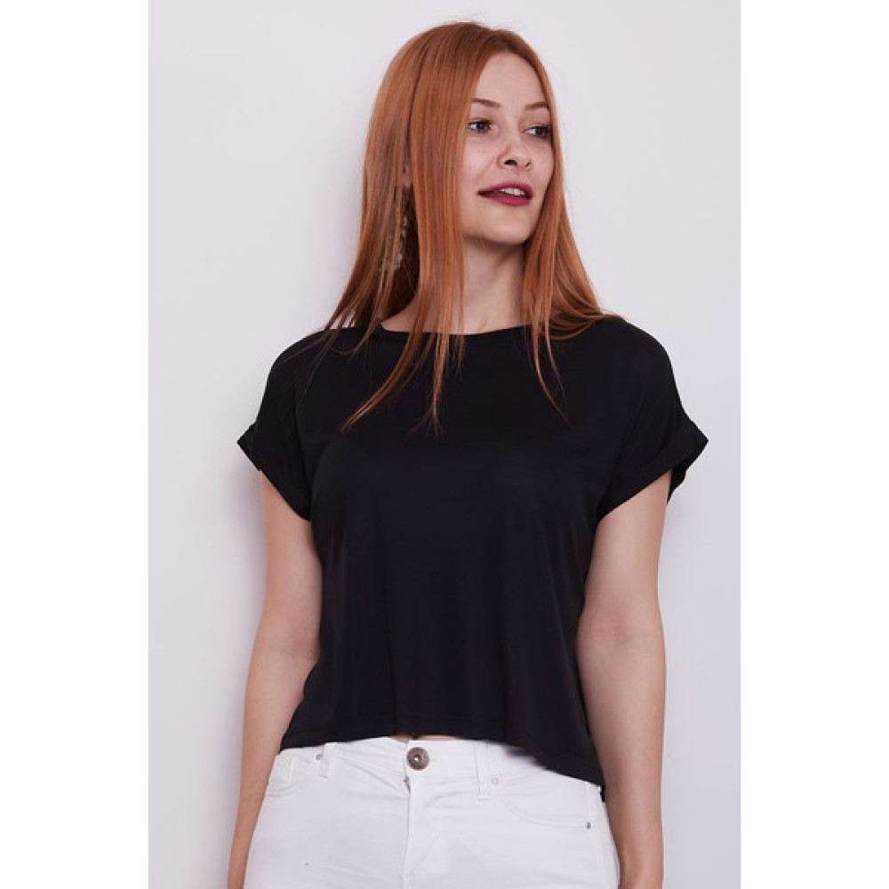 Fitruka Kadın Crop Model Double Kol Basic T-Shirt Bayan T-shirt Fiyatı