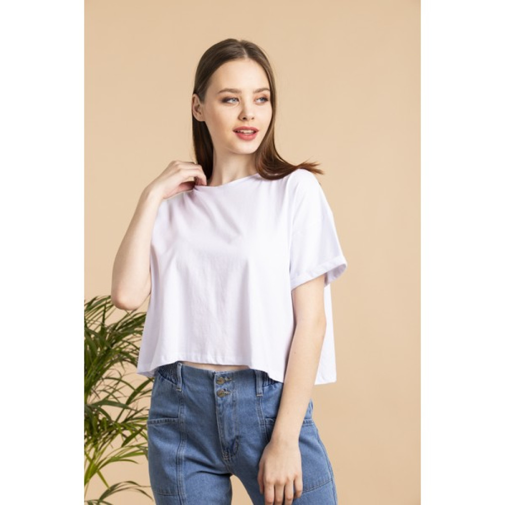 Fitruka Kadın Kısa Crop Basic T-Shirt Bayan T-shirt Fiyatı