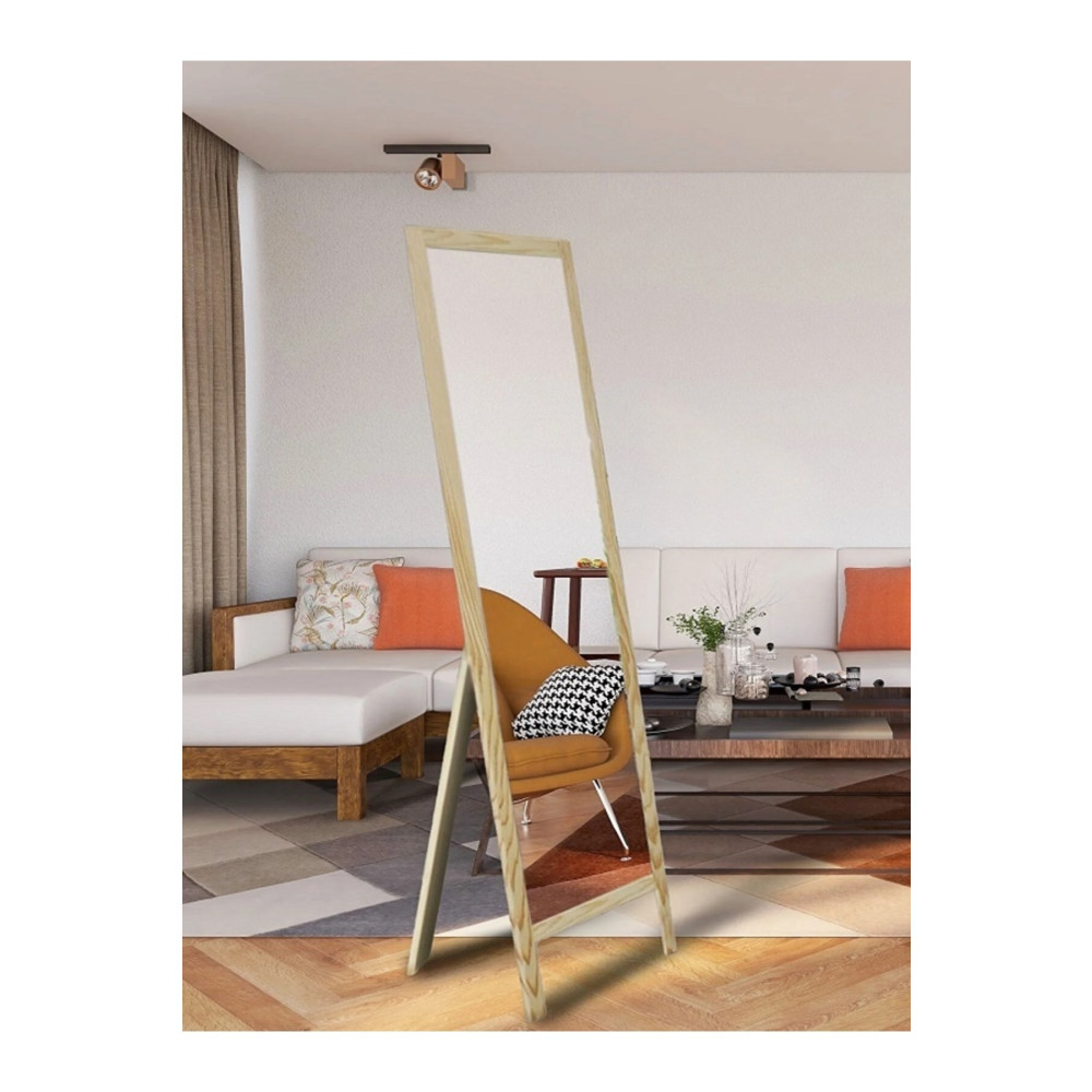 Fitset Natürel Ahşap Ayaklı Boy Aynası 145x40cm Ayna Fiyatı
