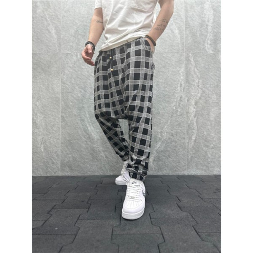 Fittingroom Erkek Gri-Siyah Desenli Şalvar Erkek Eşofman Fiyatı