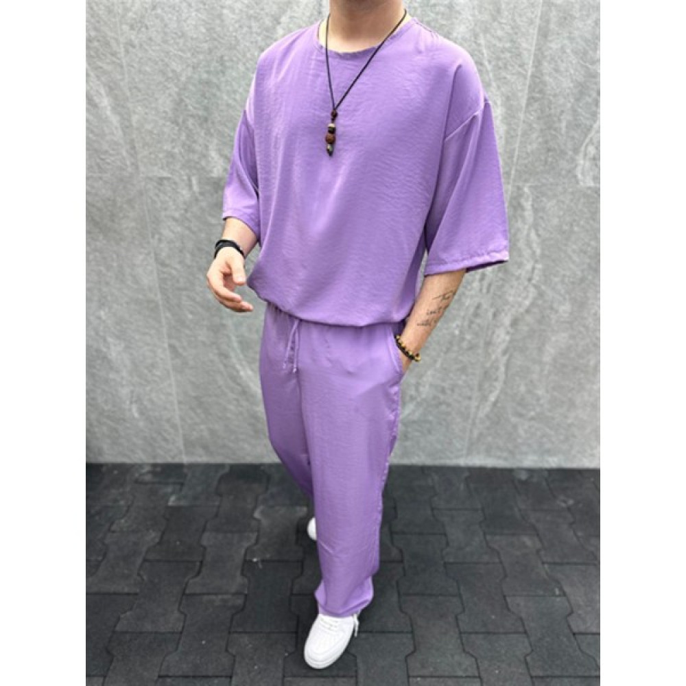 Fittingroom Erkek Krinkıl Kumaş Mor Takım Erkek Eşofman Fiyatı