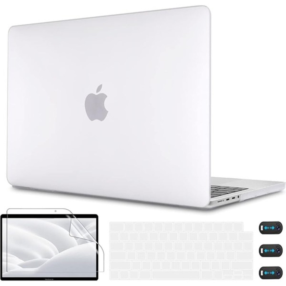 Five-E Apple Macbook Pro 16 M3 2023 A2991 Mat Ön ve Arka Kapak Koruyucu Kılıf Set (Ekran, Klavye Koruyucu ve Kamera Kapatıcı) - Şeffaf Tablet Kılıfı Fiyatı