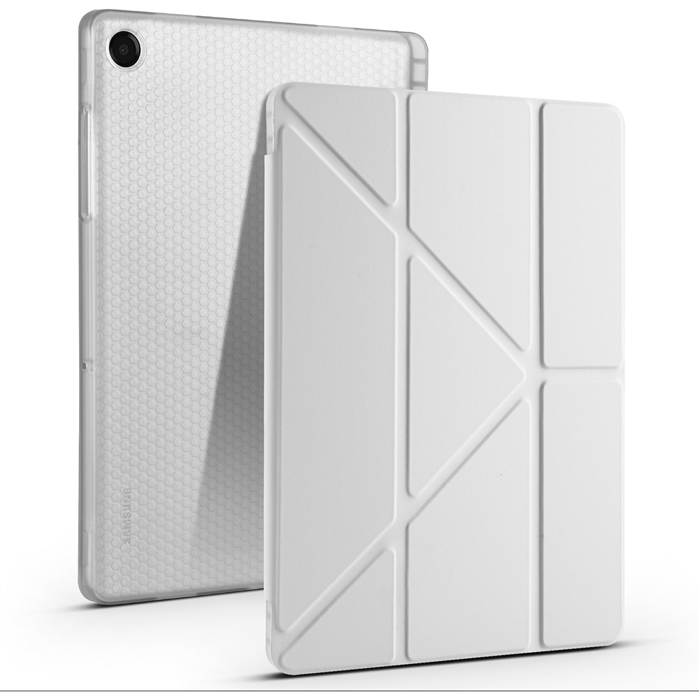 Five-E Samsung Galaxy Tab A11 Plus 2025 Yatay ve Dikey Standlı Antişok Köşe Korumalı Kalemlikli Origami Slikon KILIF SM-X230 - Gri Tablet Kılıfı Fiyatı