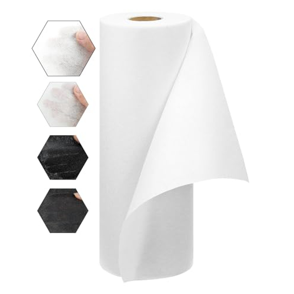 FIVEIZERO Medium Weight Iron-On Non-Woven Fusible Interfacing: 12inch" x 30yd Medium Weight Non-Woven Interfacing Iron On Polyester Single-Sided Interfacing for DIY Crafts Supplies