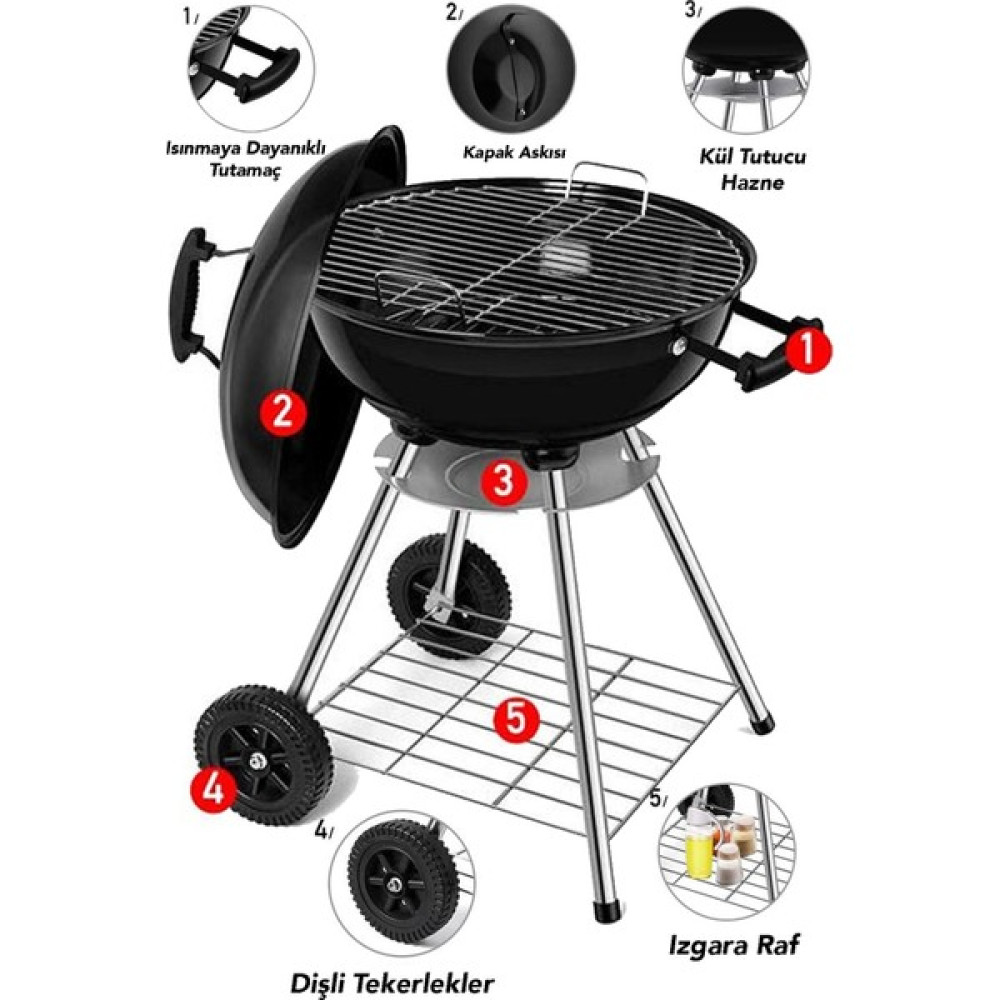 Fix Home Mangal Bbq Taşınabilir Kömürlü Barbekü Mangal Tekerlekli 44X78 Mangal - Siyah Bahçe Mangalı & Barbekü Fiyatı