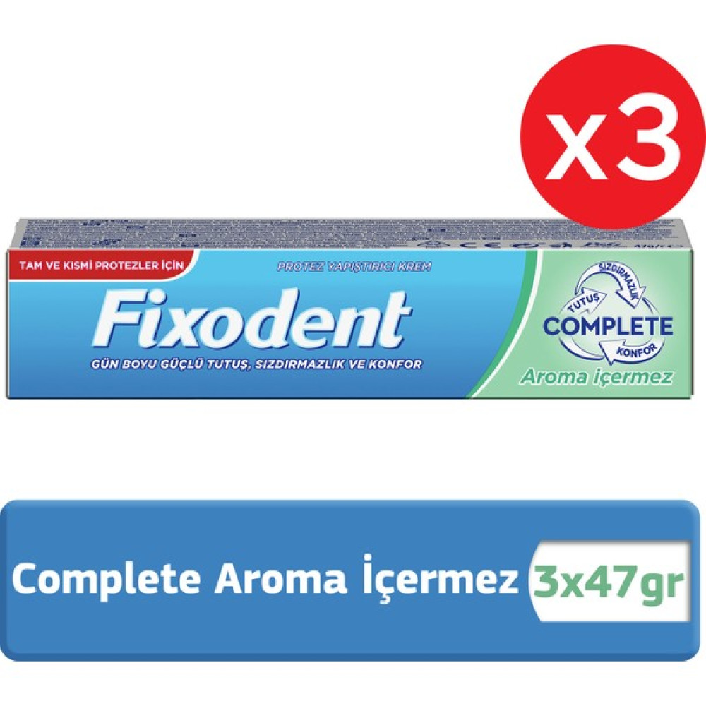 Fixodent Complete Aroma Içermez Diş Protez Yapıştırıcı Krem 47 gr x 3 Diş Beyazlatıcılar Fiyatı