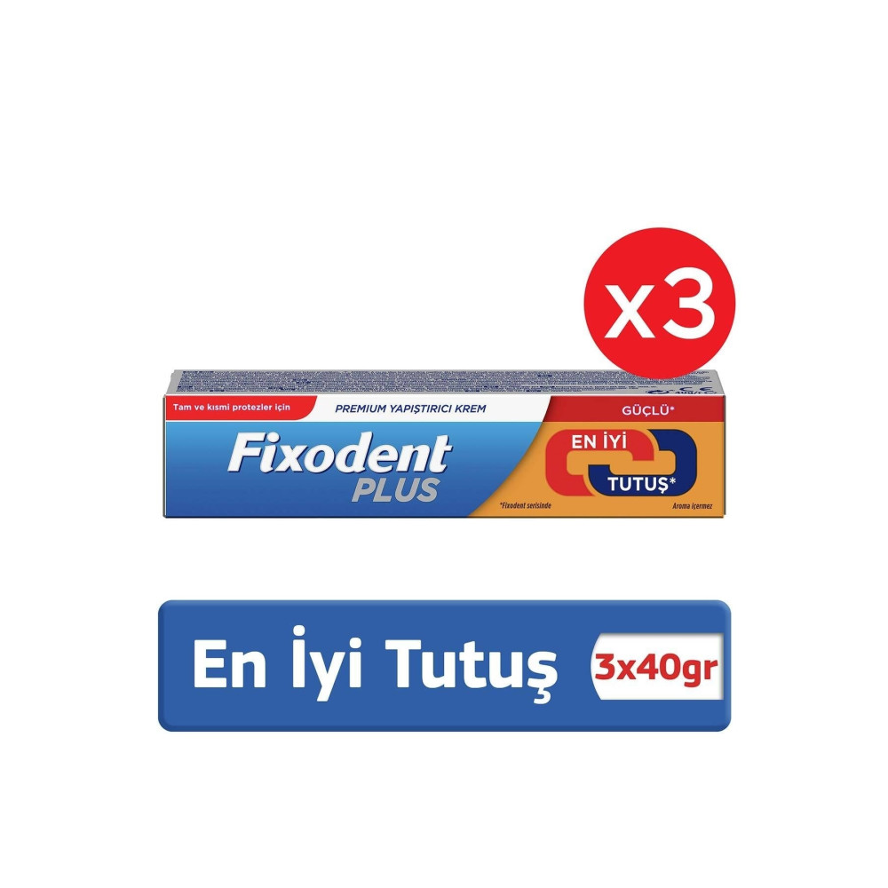 Fixodent Plus En Iyi Tutuş Diş Protez Yapıştırıcı Krem 40 gr X 3 Adet Ağız ve Diş Sağlığı Fiyatı