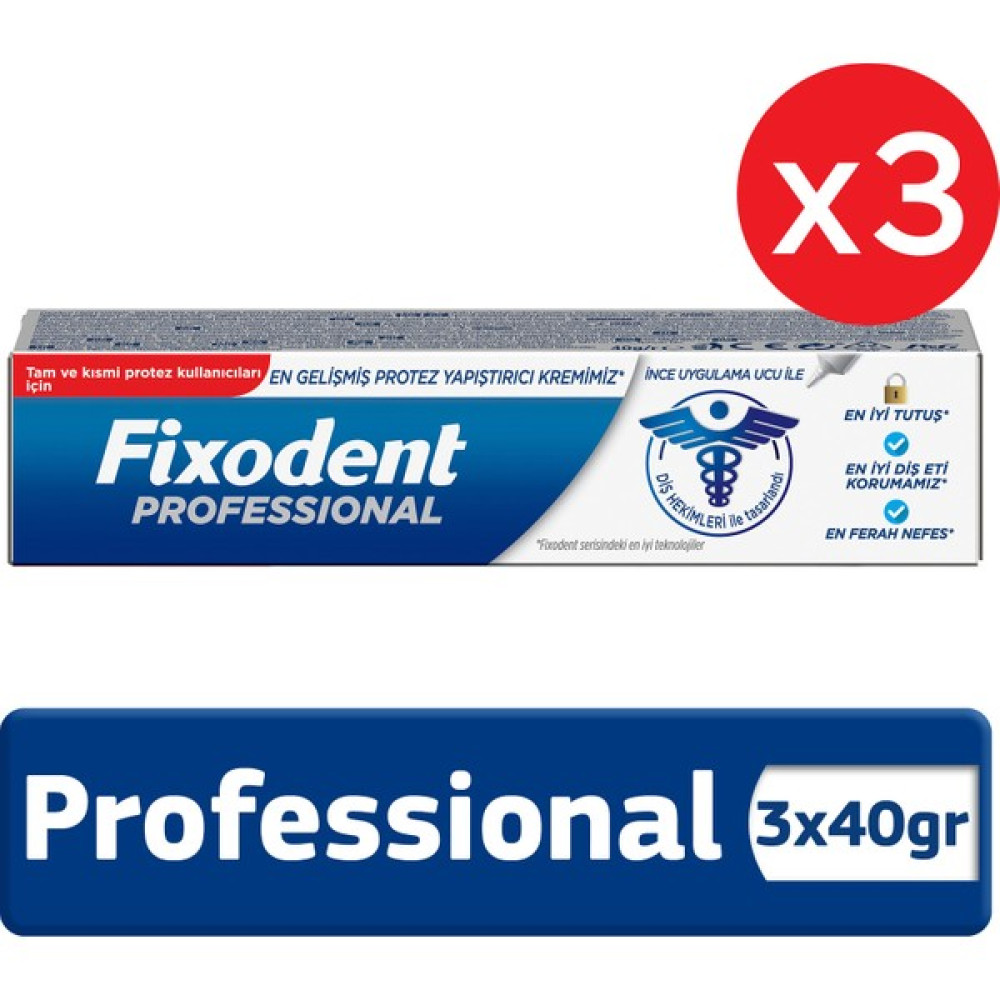 Fixodent Professional Diş Protez Yapıştırıcı Krem 40 gr x 3 Diş Beyazlatıcılar Fiyatı