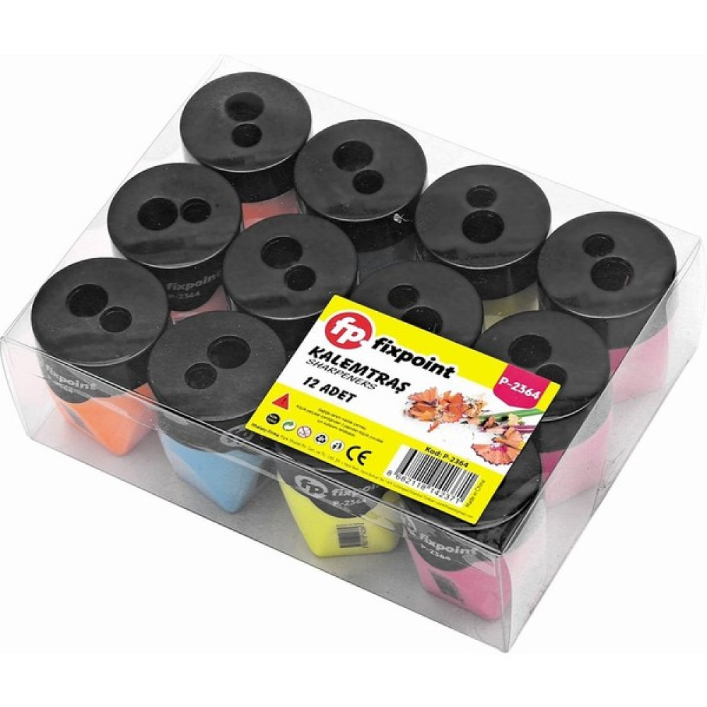 Fixpoint Kalemtıraş 12 Li Paket 2li Damla Model P-2364 Kalemtıraş Fiyatı