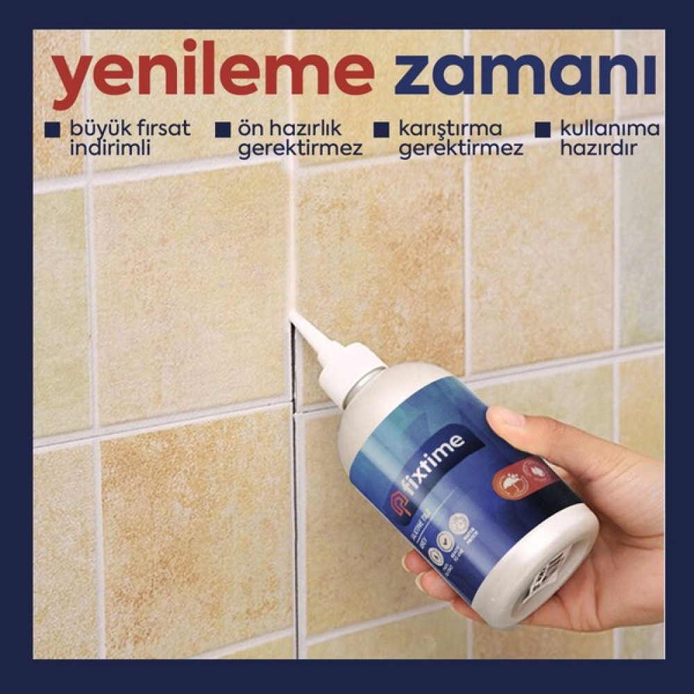 FİXTİME Tile Master Silikonlu Derz Dolgusu Krem 225 ml ( 3+1 HEDİYELİ SATIŞ PAKET ) - 4 Adet Nalburiye & Hırdavat Fiyatı